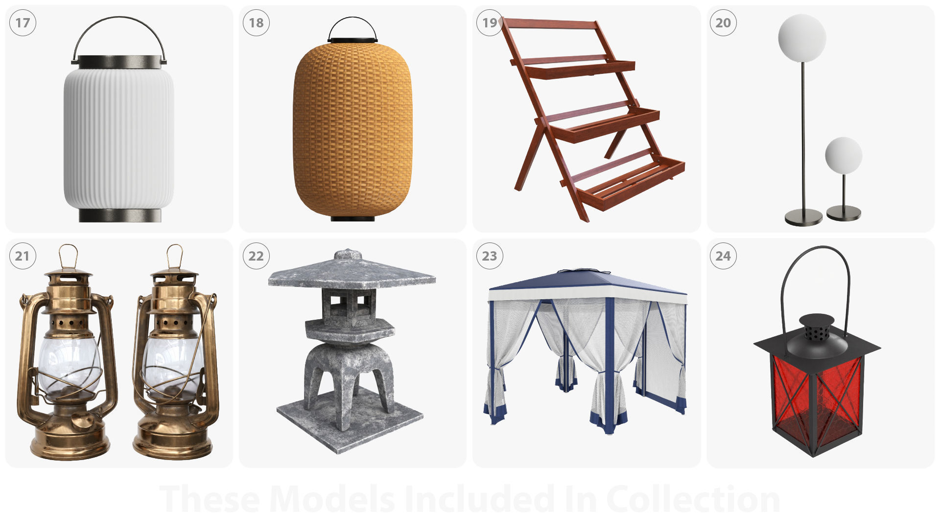 Front yard outdoor garden furniture and items 3D model_3