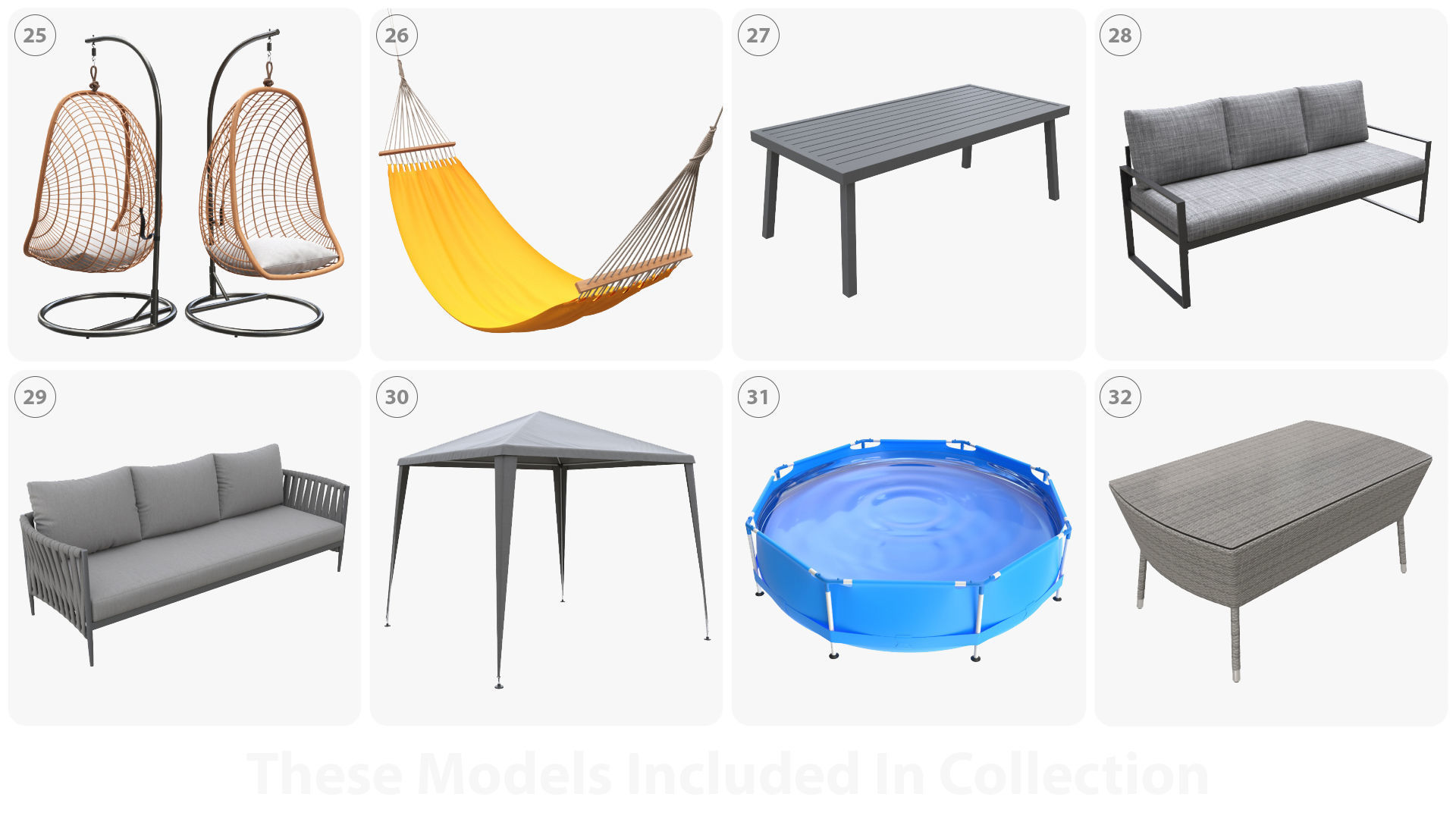 Front yard outdoor garden furniture and items 3D model_4