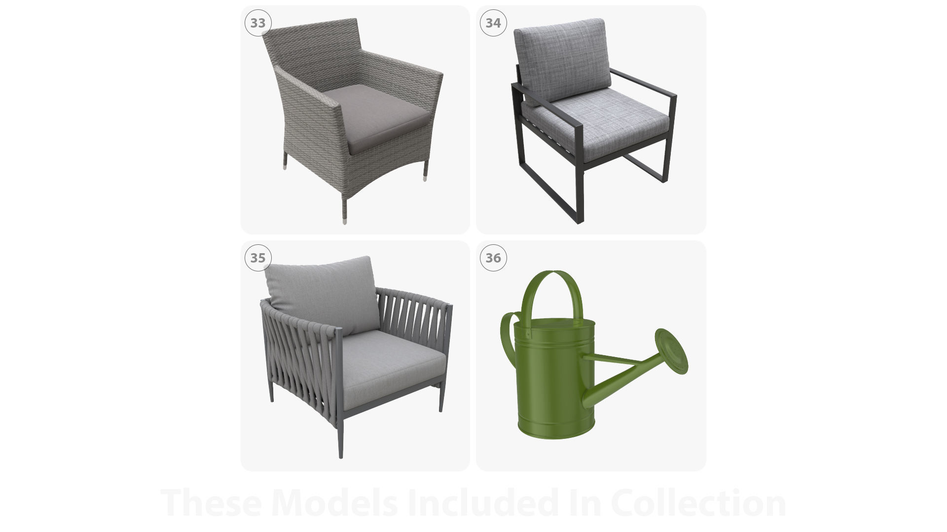 Front yard outdoor garden furniture and items 3D model_5