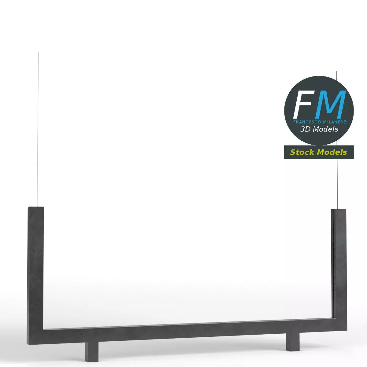 Glass railing module 3 3D model_0