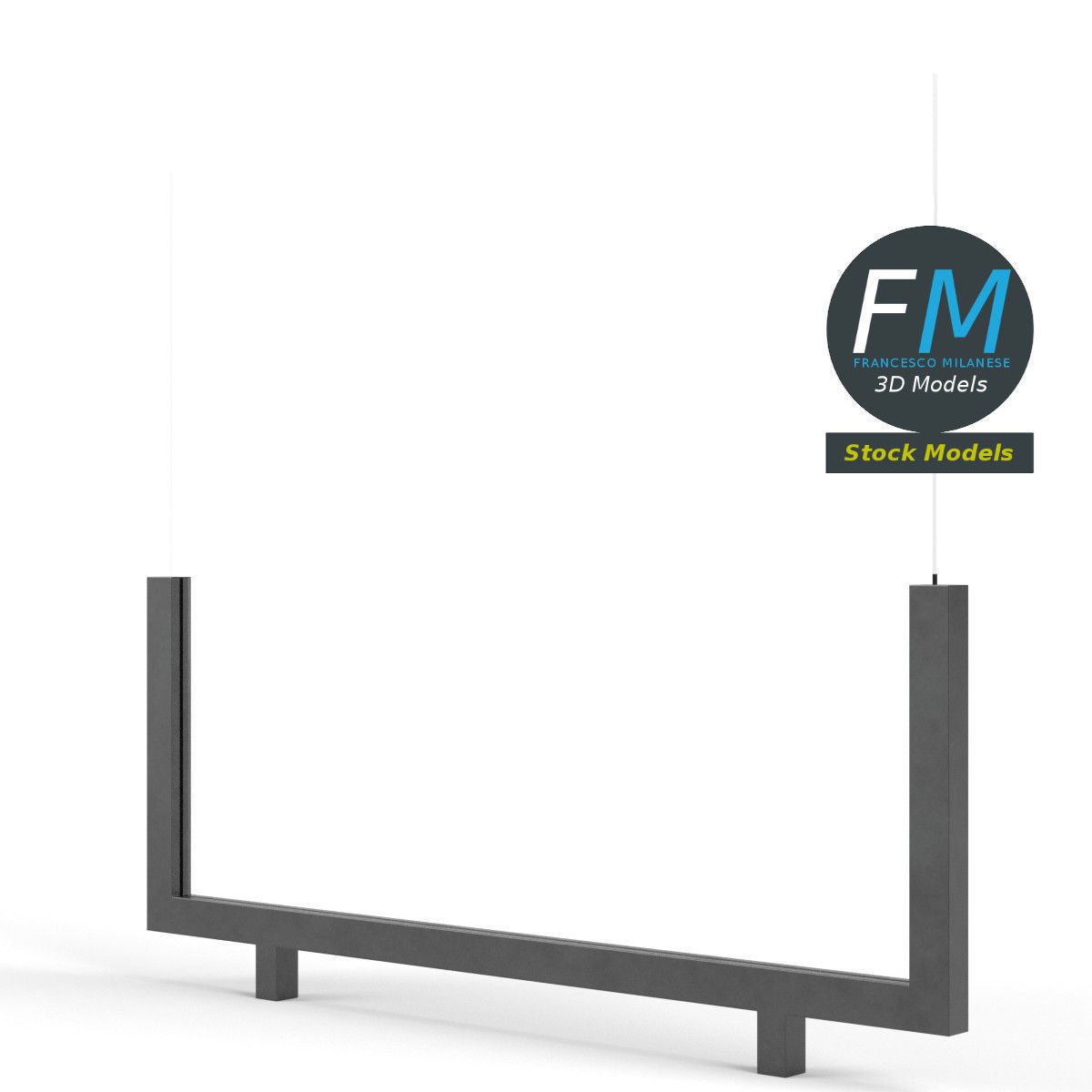 Glass railing module 3 3D model_4