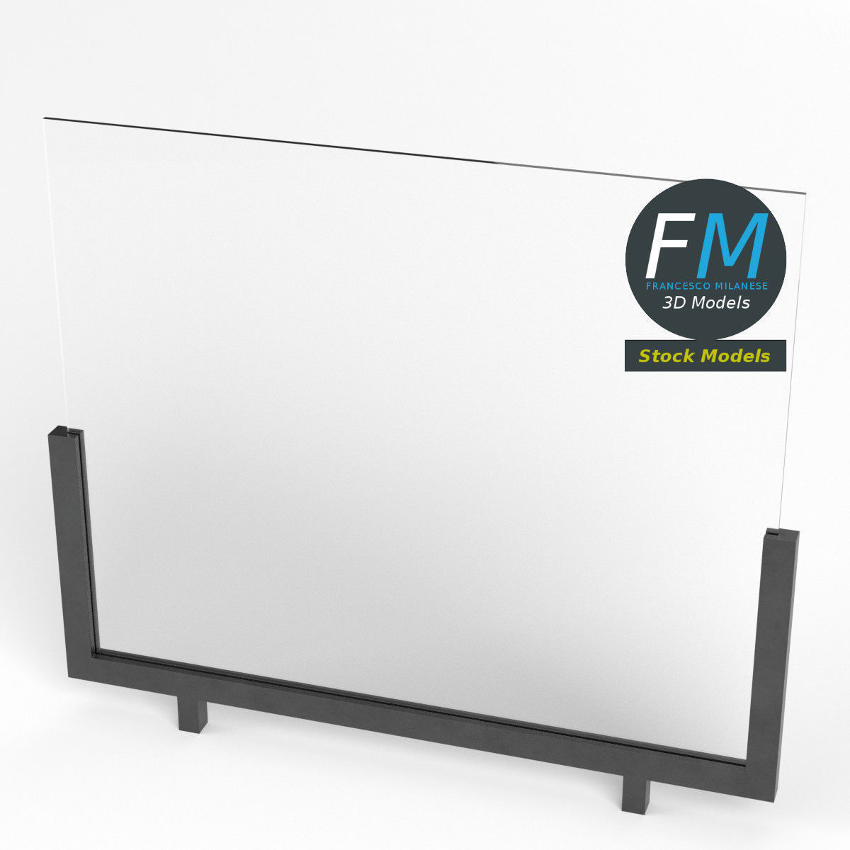 Glass railing module 3 3D model_2