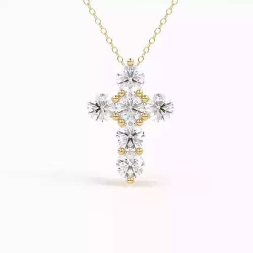 Cross Diamond Pendant Gold Baptism Charm Gold Necklace