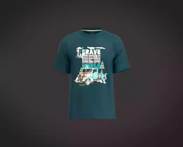 Mens classic farm truck printed basic t-shirt