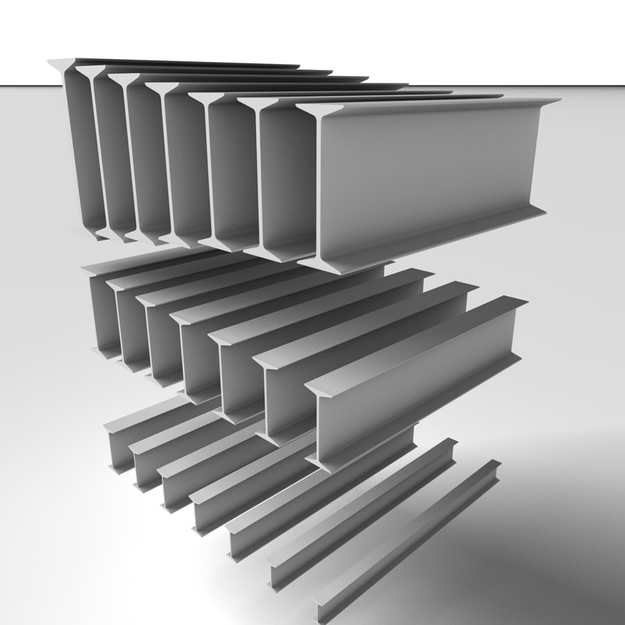Metal Beam IPN 3D model_1