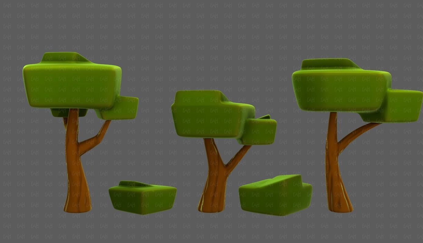 Trees Cartoon V58 Low-poly 3D model_5