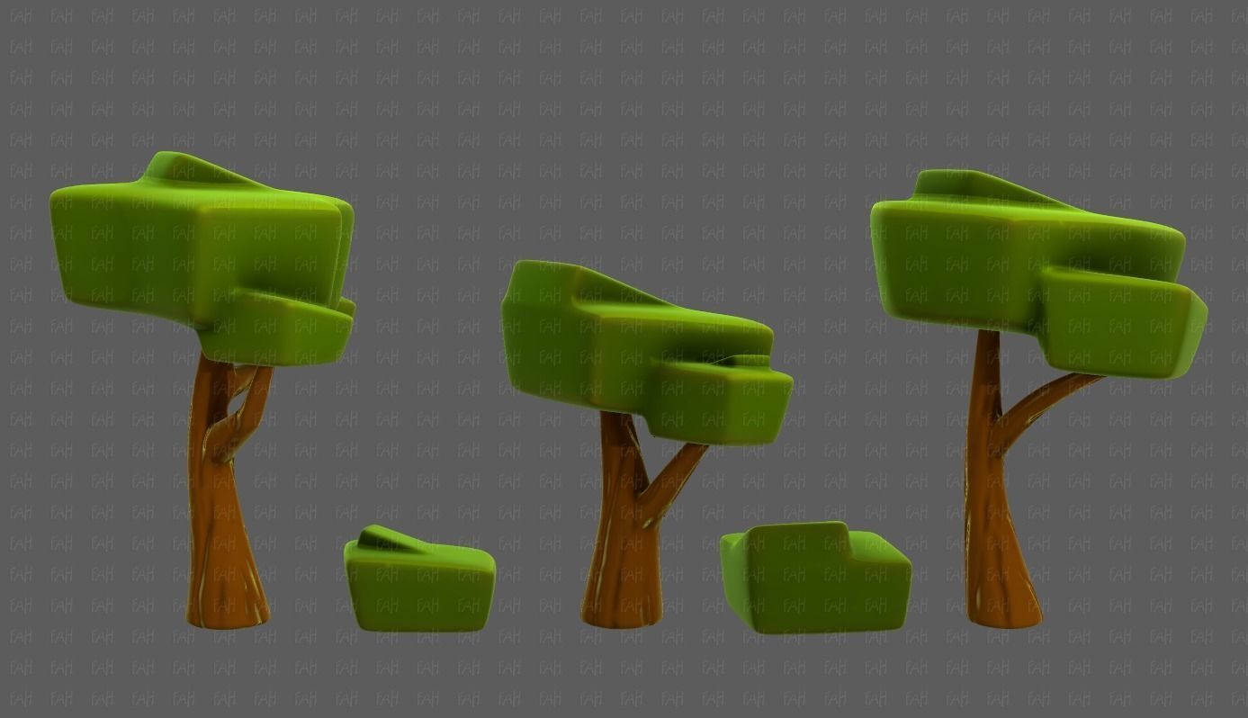 Trees Cartoon V58 Low-poly 3D model_4