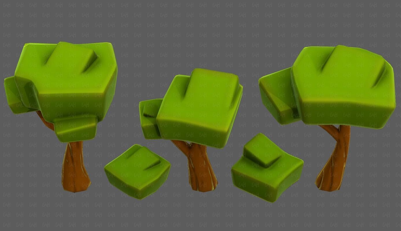 Trees Cartoon V58 Low-poly 3D model_35