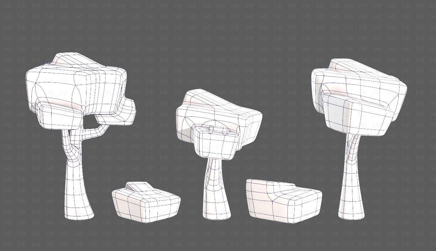 Trees Cartoon V58 Low-poly 3D model_11