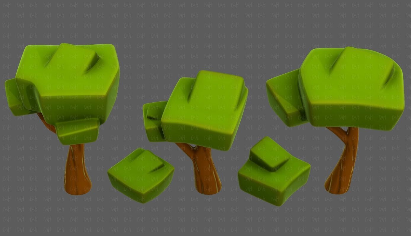 Trees Cartoon V58 Low-poly 3D model_33