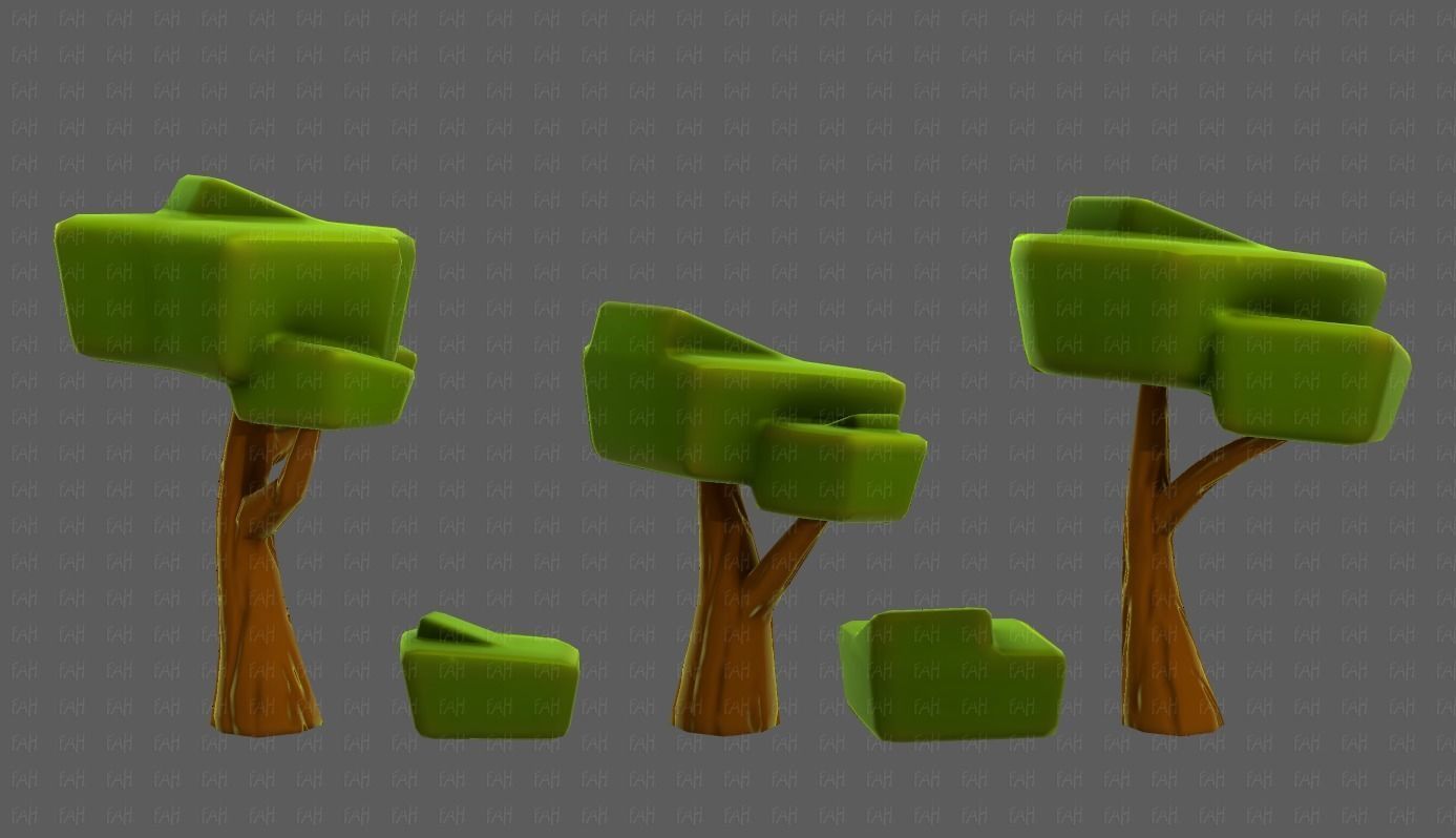 Trees Cartoon V58 Low-poly 3D model_20