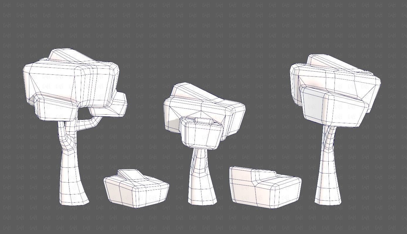Trees Cartoon V58 Low-poly 3D model_27