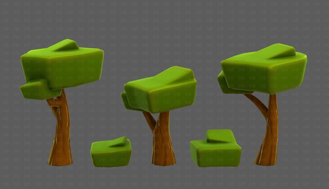 Trees Cartoon V58 Low-poly 3D model_24