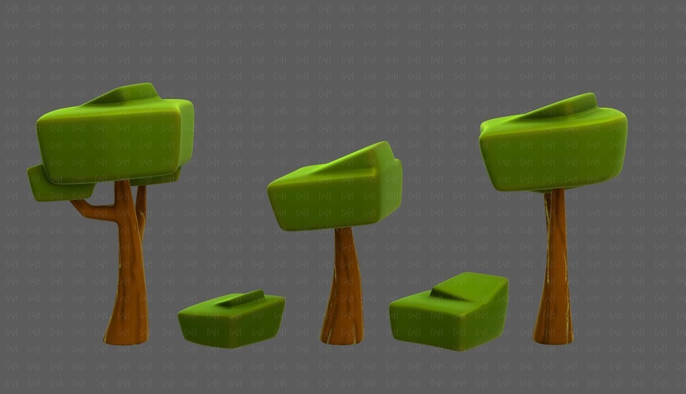 Trees Cartoon V58 Low-poly 3D model_7