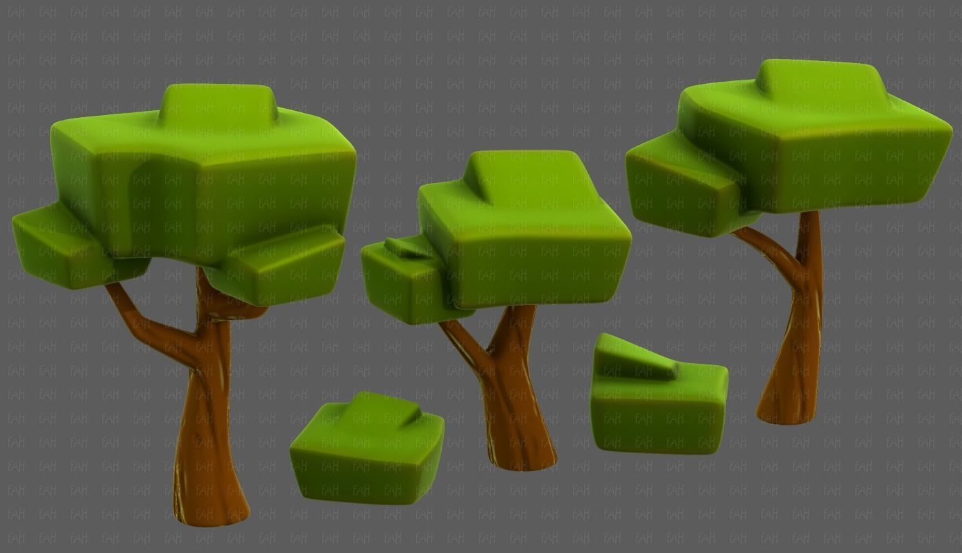 Trees Cartoon V58 Low-poly 3D model_41