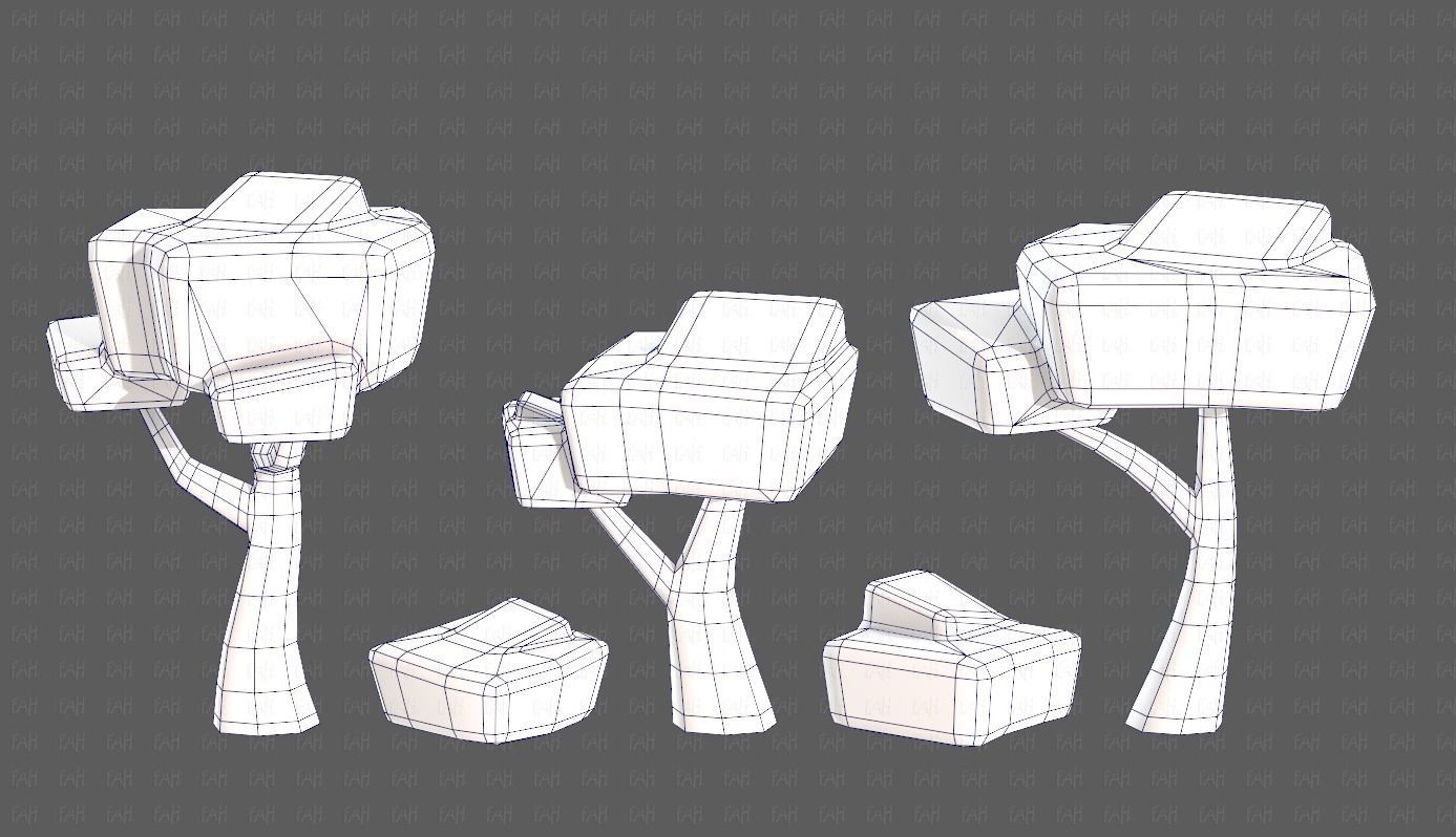 Trees Cartoon V58 Low-poly 3D model_25