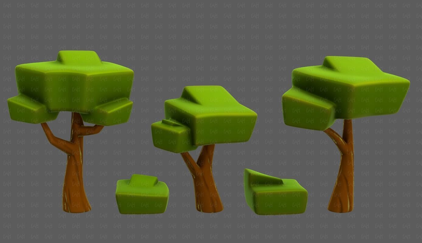 Trees Cartoon V58 Low-poly 3D model_2
