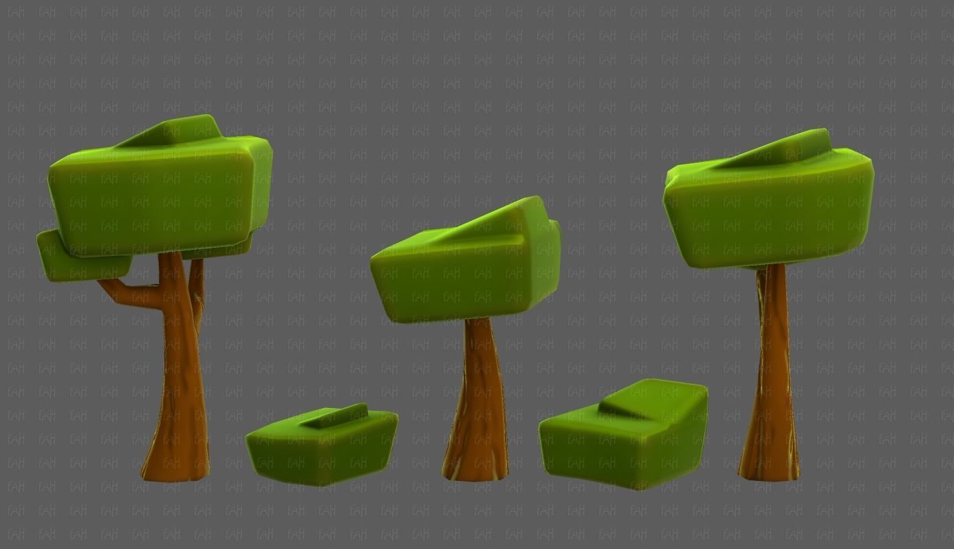 Trees Cartoon V58 Low-poly 3D model_23