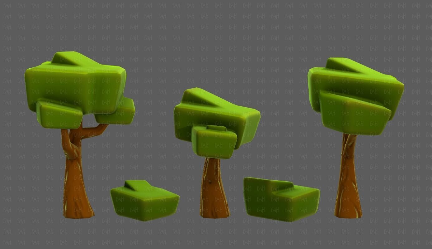 Trees Cartoon V58 Low-poly 3D model_19