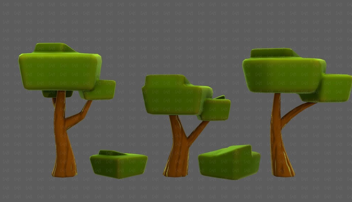 Trees Cartoon V58 Low-poly 3D model_21