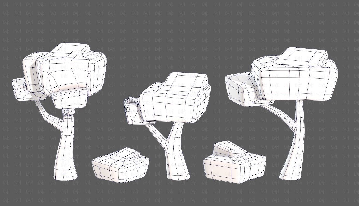 Trees Cartoon V58 Low-poly 3D model_9