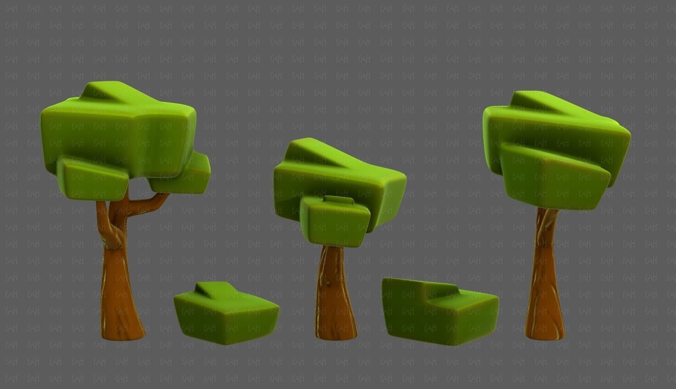 Trees Cartoon V58 Low-poly 3D model_3
