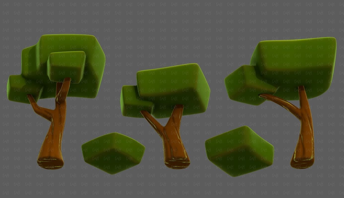 Trees Cartoon V58 Low-poly 3D model_37