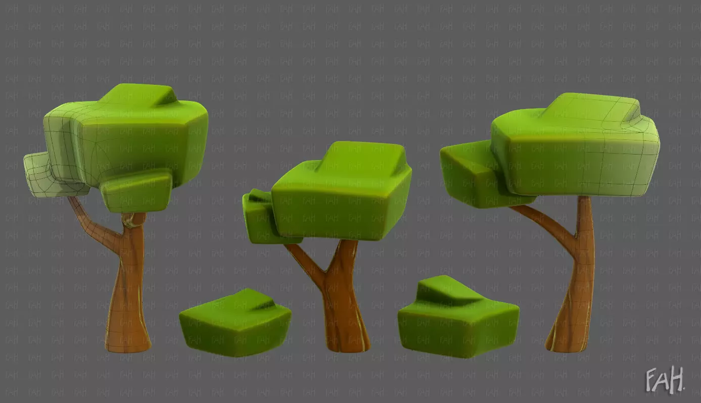 Trees Cartoon V58 Low-poly 3D model_0