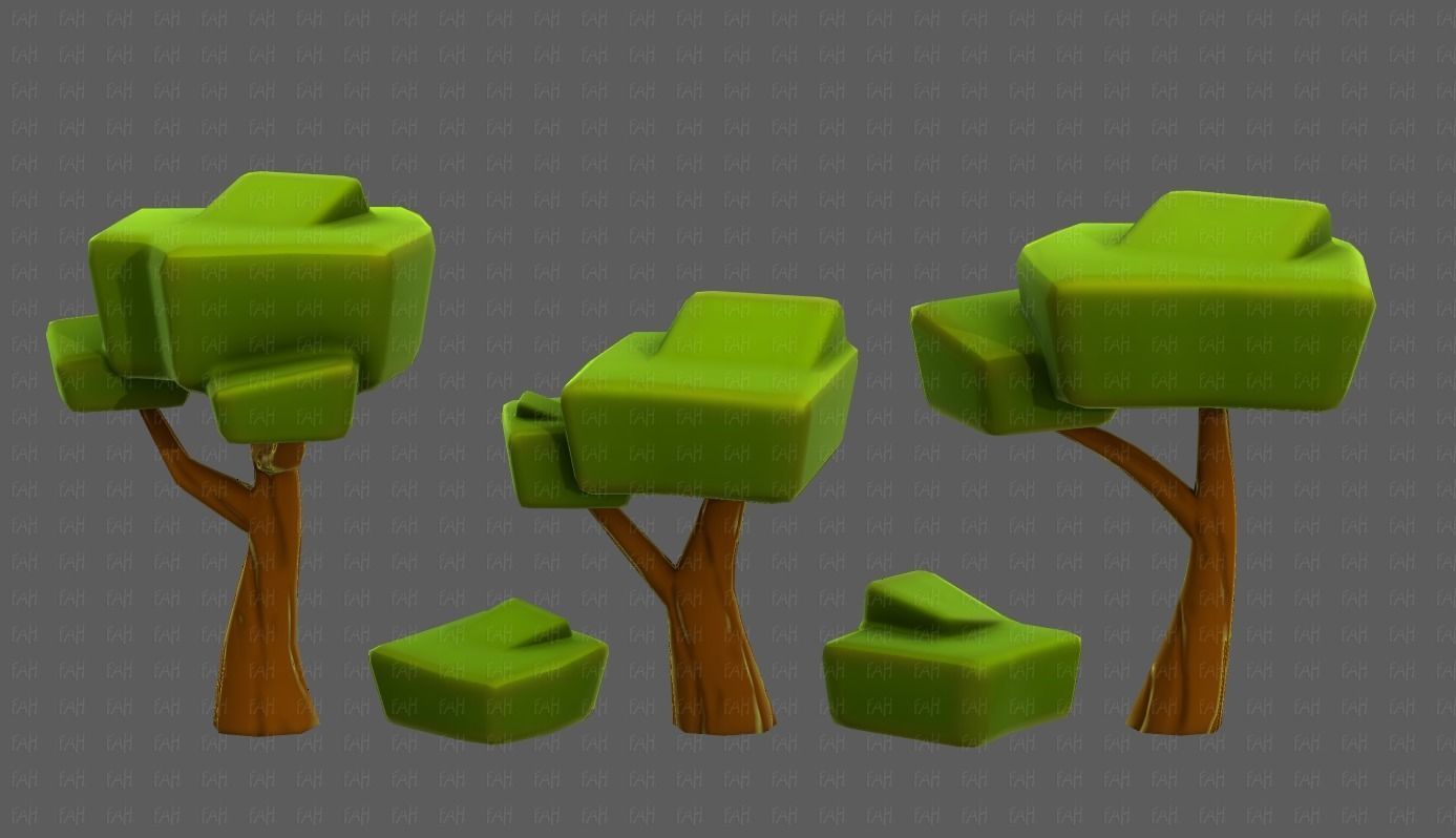 Trees Cartoon V58 Low-poly 3D model_17