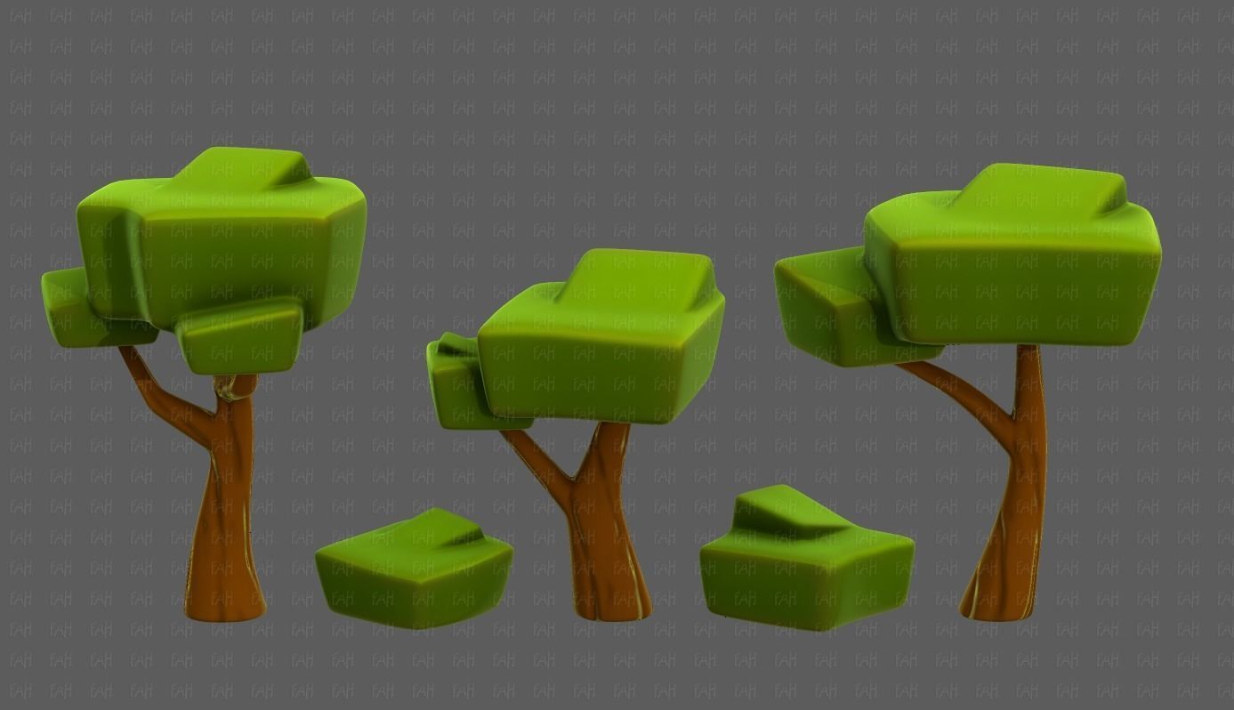 Trees Cartoon V58 Low-poly 3D model_1