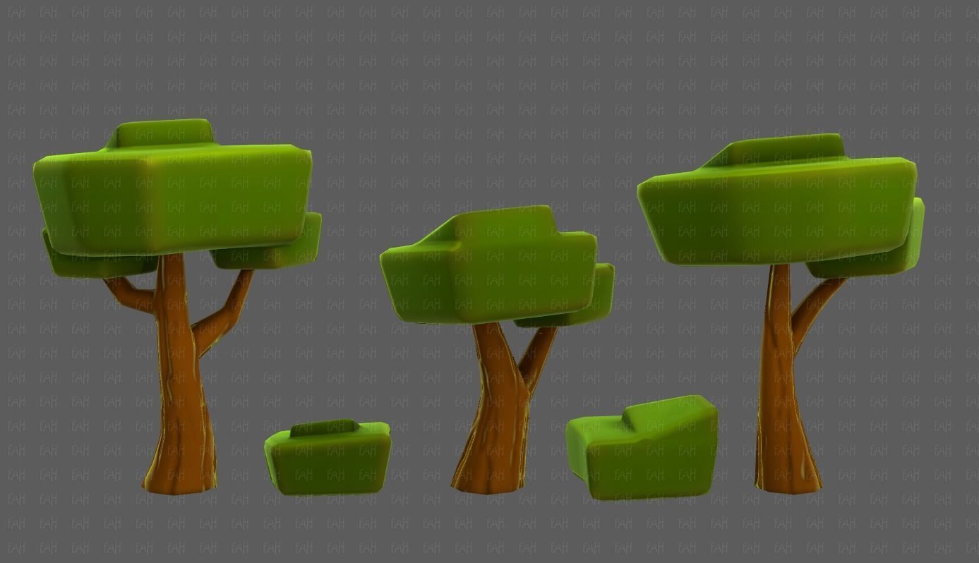 Trees Cartoon V58 Low-poly 3D model_22