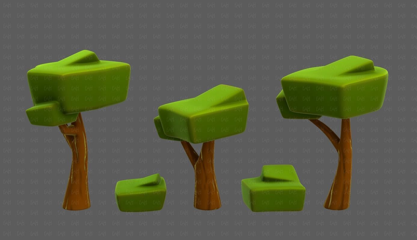 Trees Cartoon V58 Low-poly 3D model_8