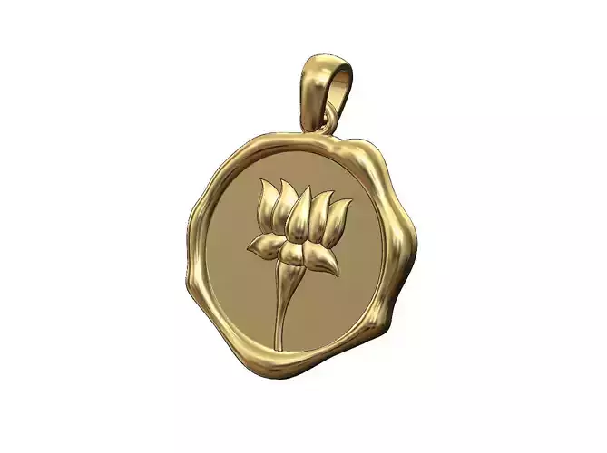 Lotus flower relief wax seal pendant charm