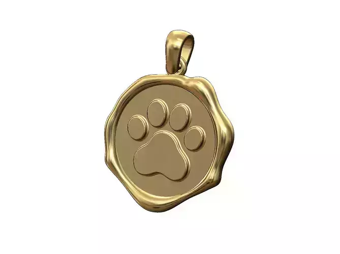 Pet paw pawprint wax seal pendant charm