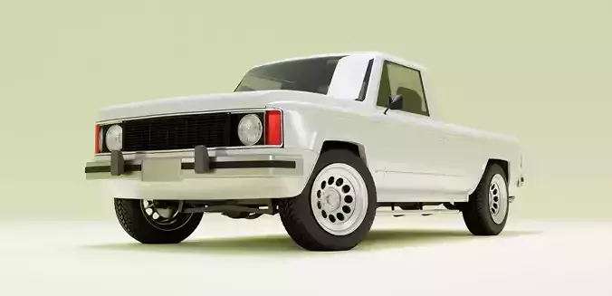 80s pickup truck Low-poly 3D model