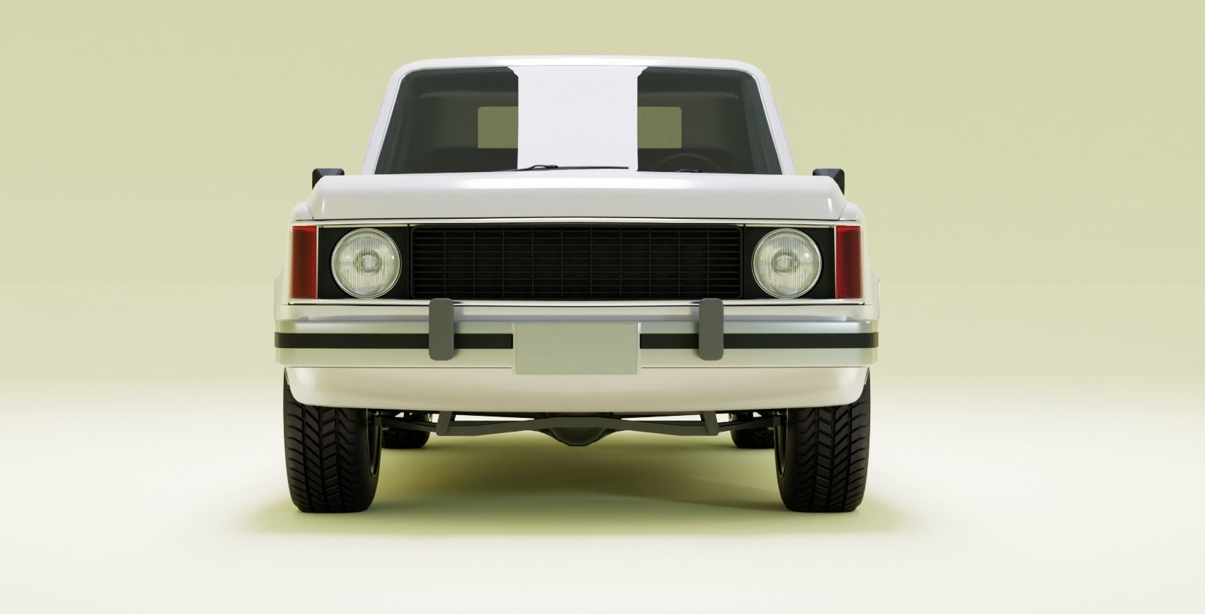 80s pickup truck Low-poly 3D model_8