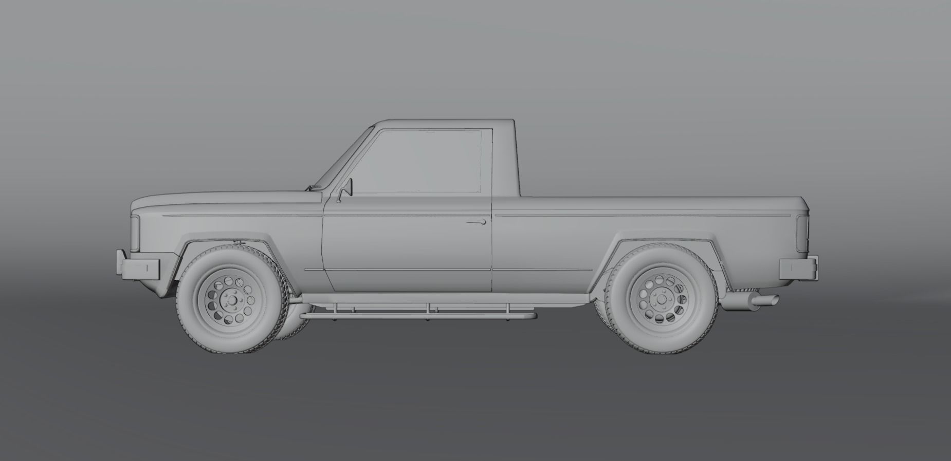 80s pickup truck Low-poly 3D model_10