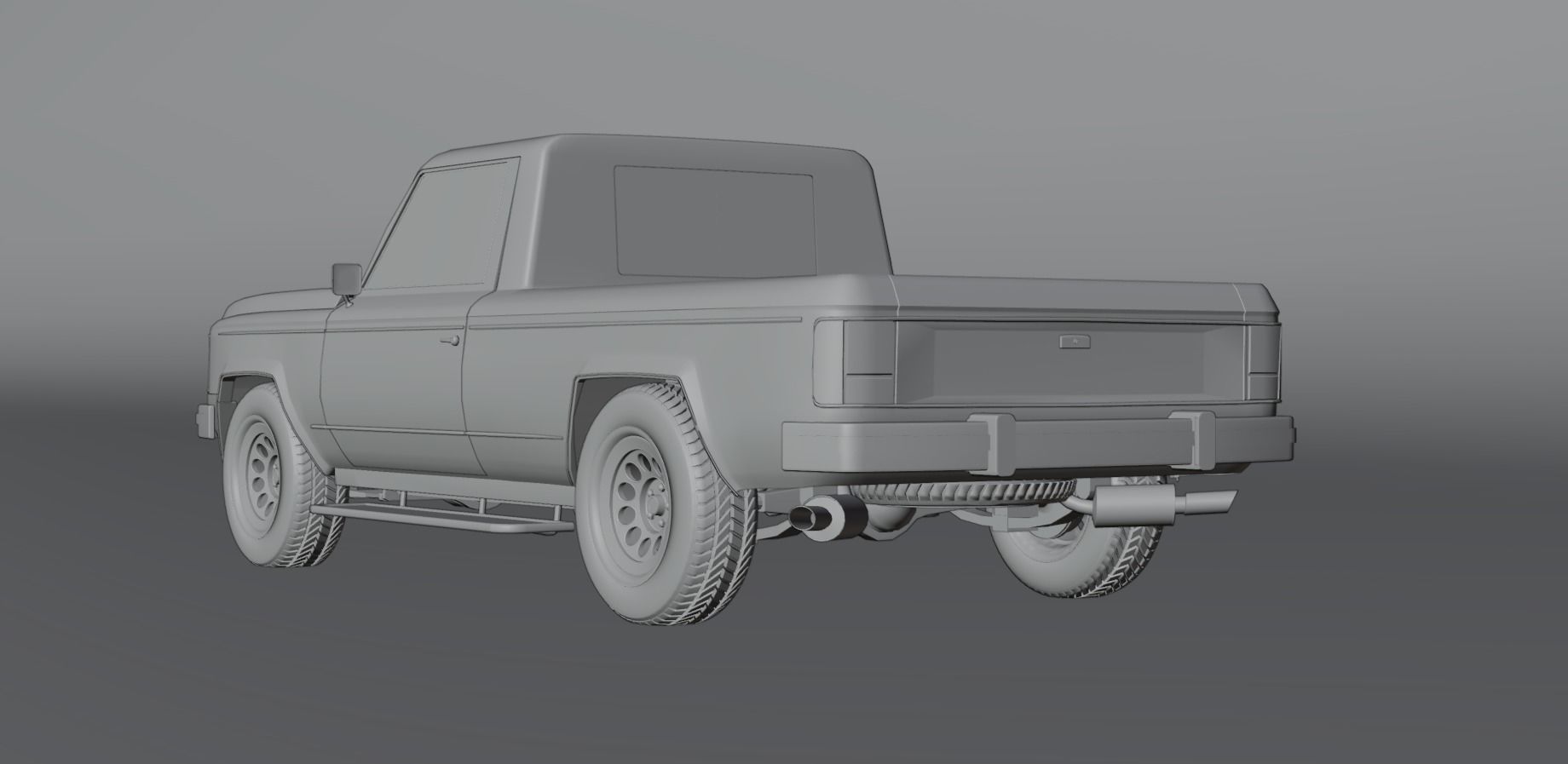 80s pickup truck Low-poly 3D model_11