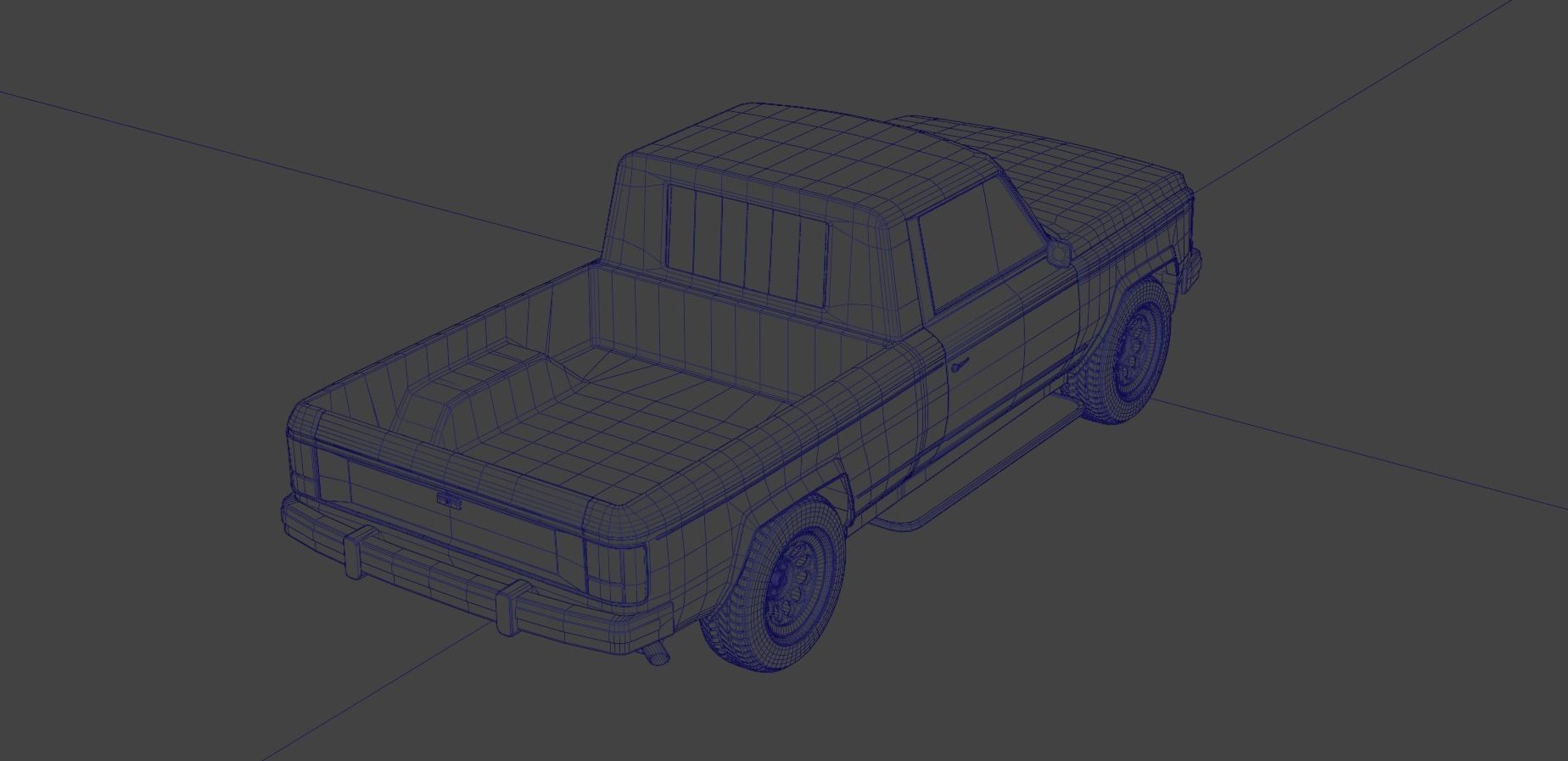 80s pickup truck Low-poly 3D model_18