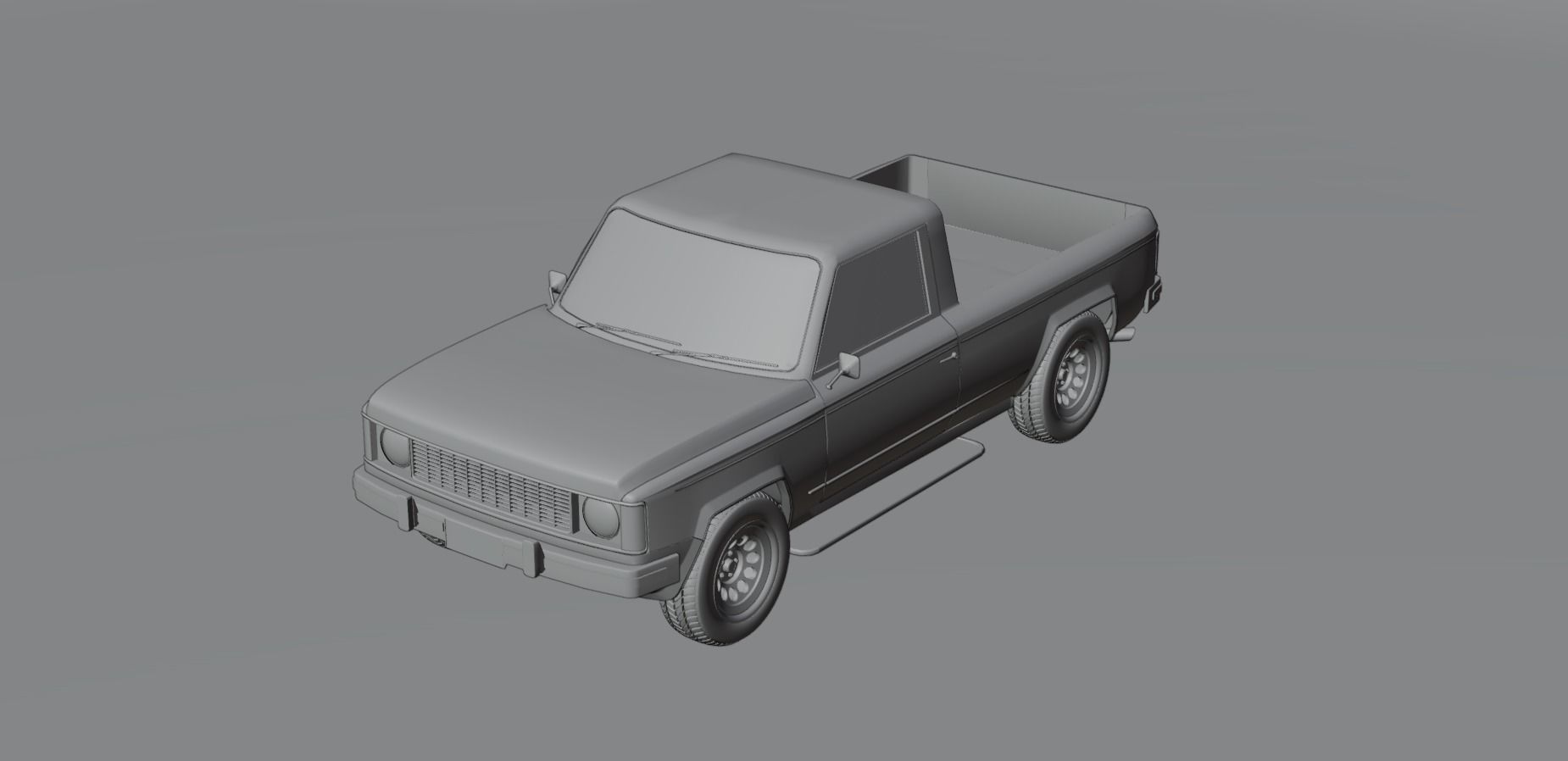 80s pickup truck Low-poly 3D model_12