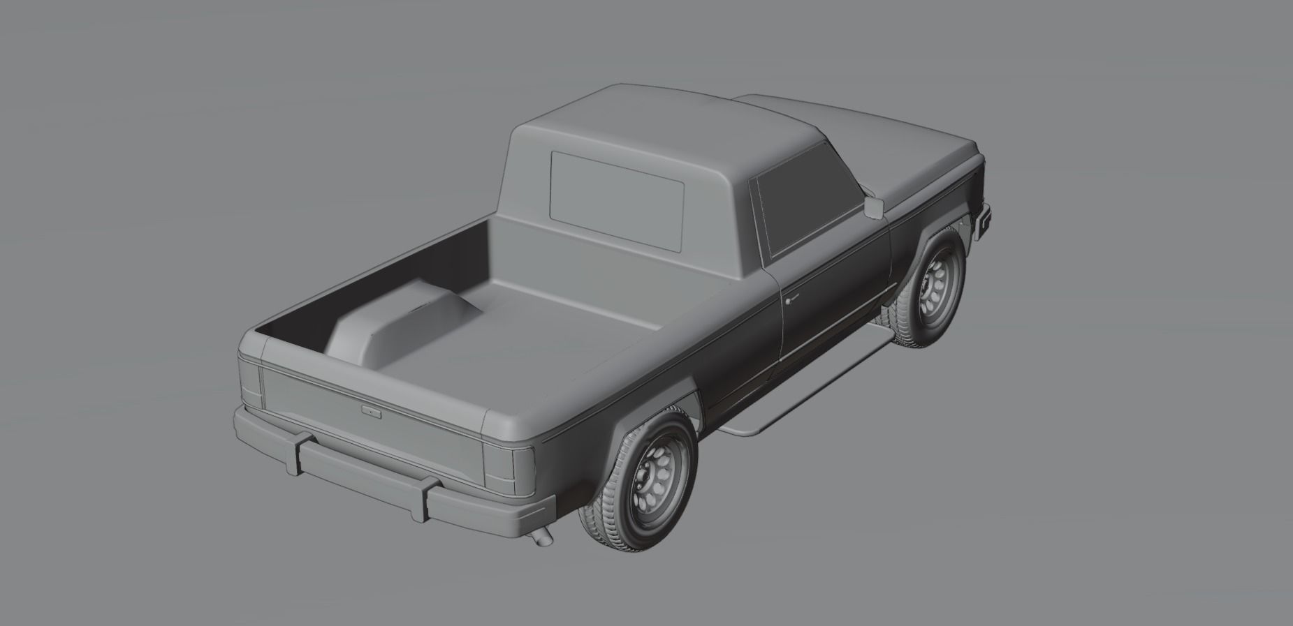 80s pickup truck Low-poly 3D model_13