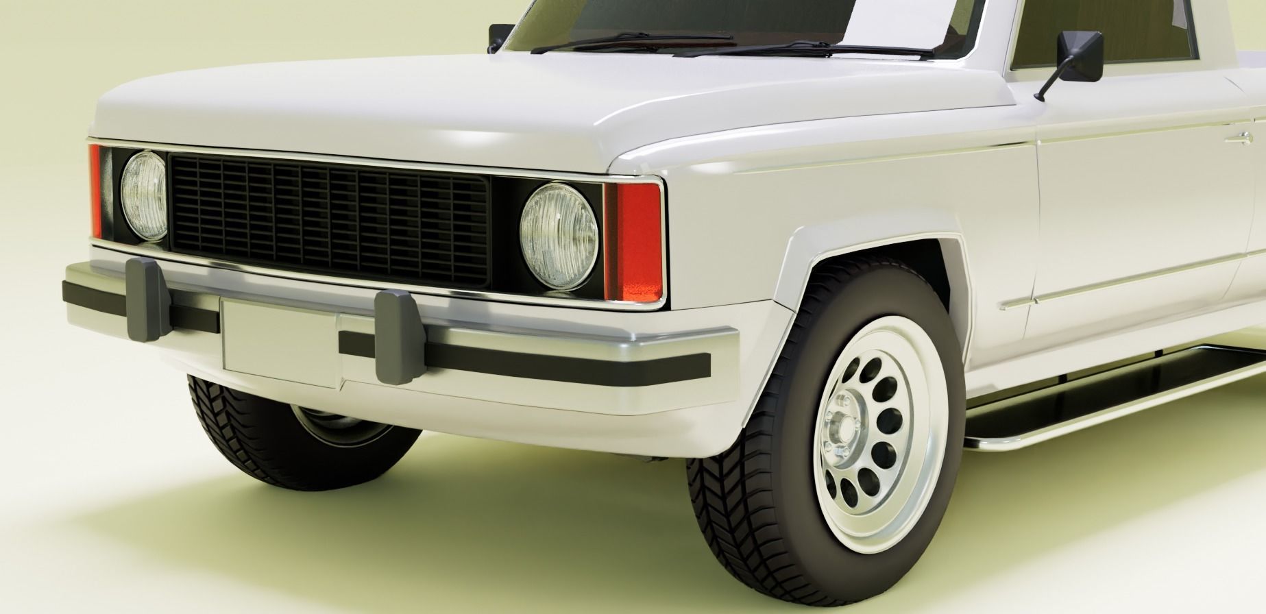 80s pickup truck Low-poly 3D model_6