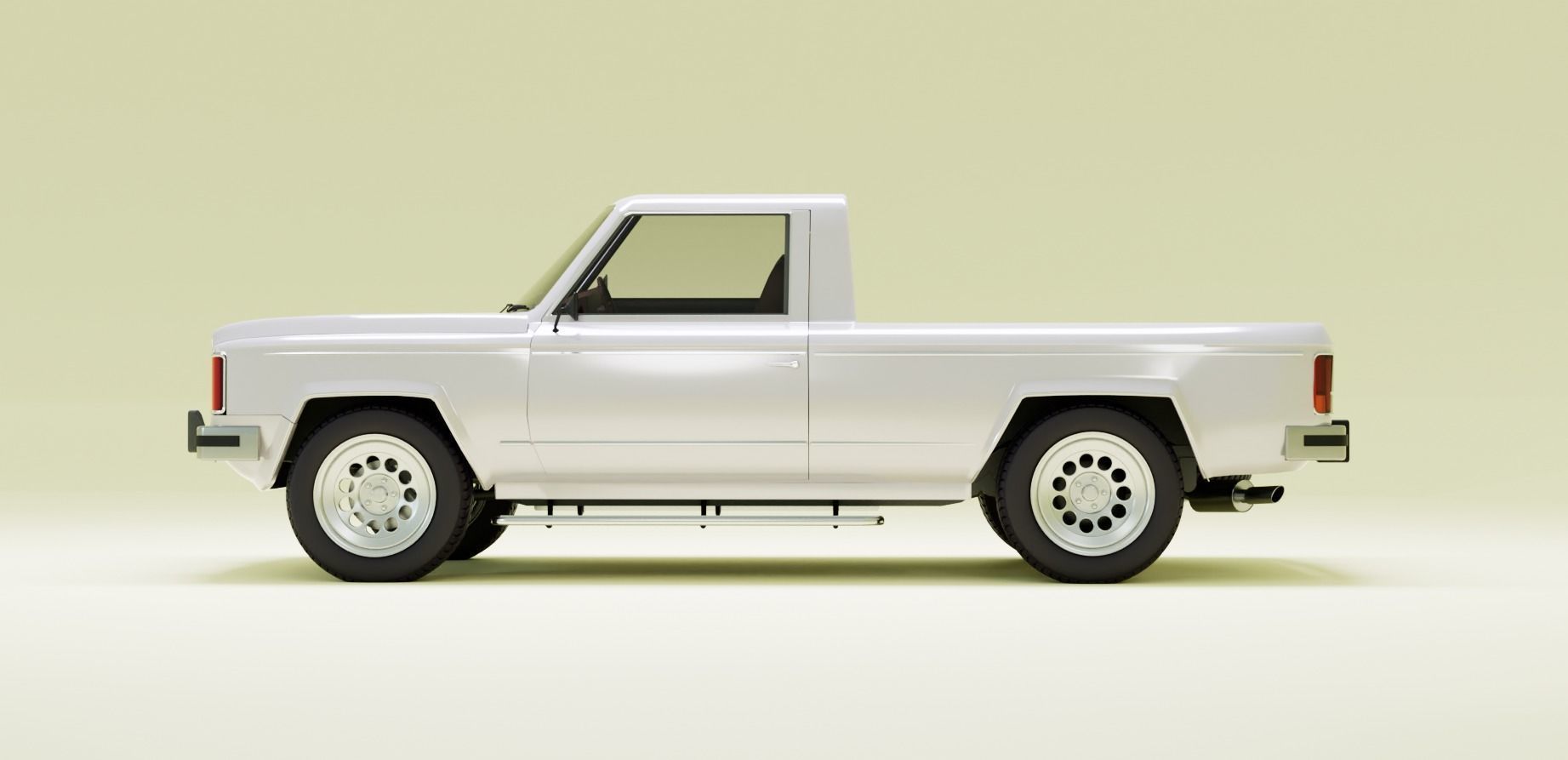 80s pickup truck Low-poly 3D model_2