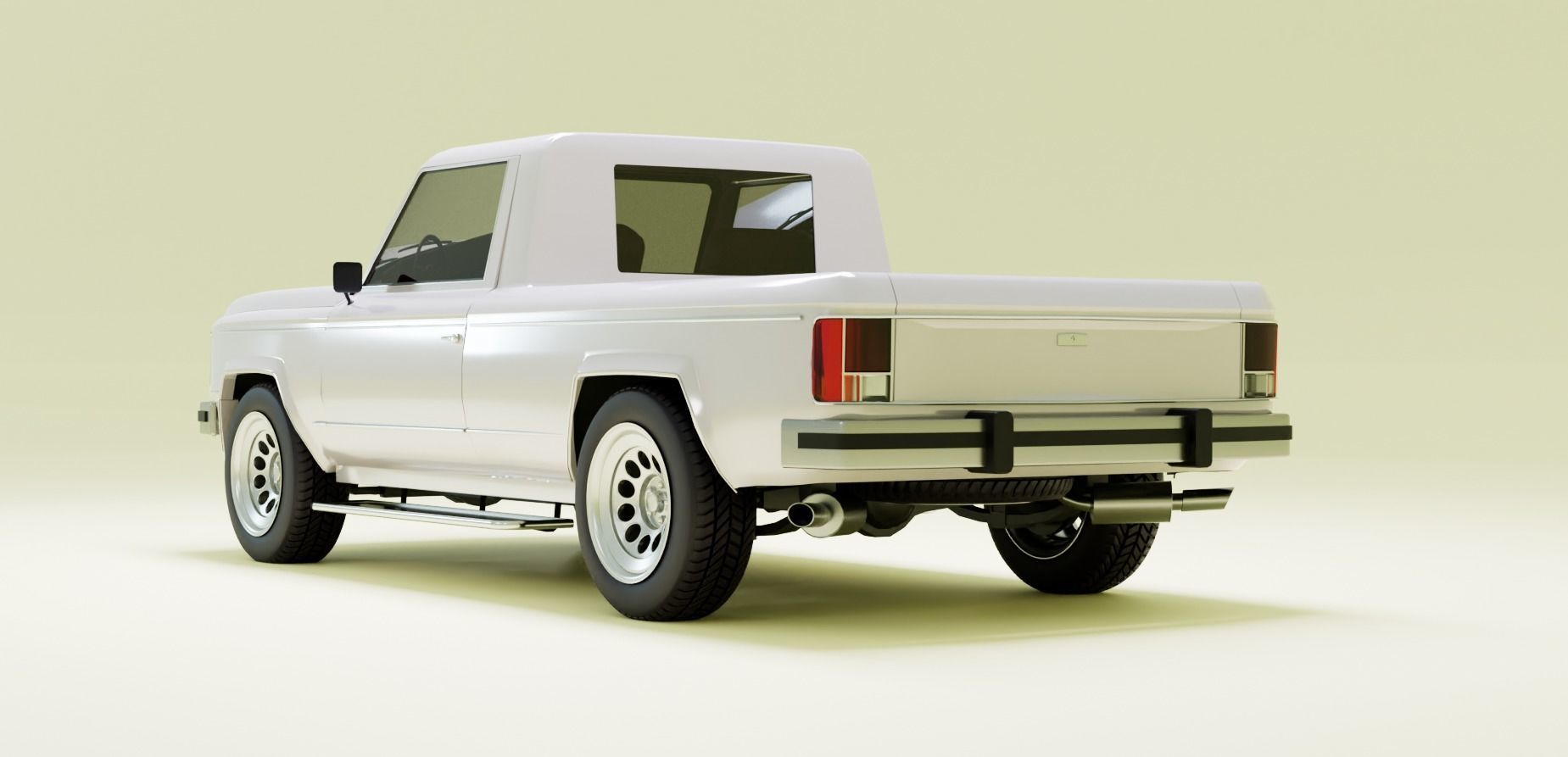 80s pickup truck Low-poly 3D model_3