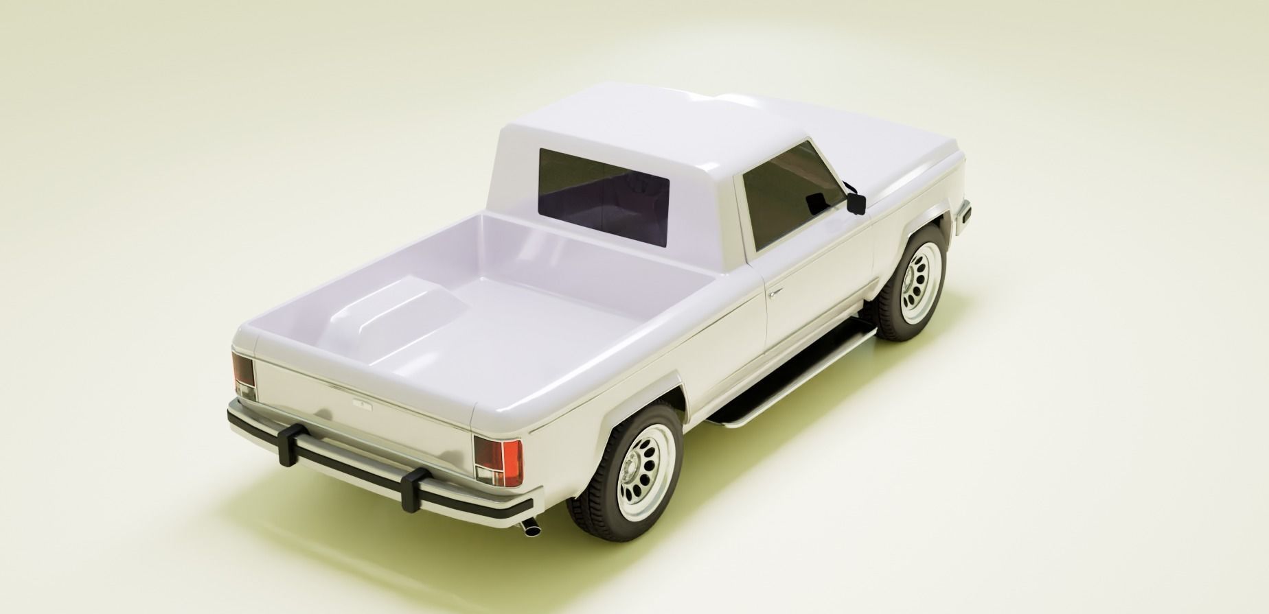 80s pickup truck Low-poly 3D model_5