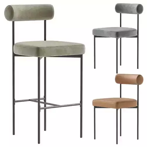 Metal Counter Bar Stool and Metal Dining Chair