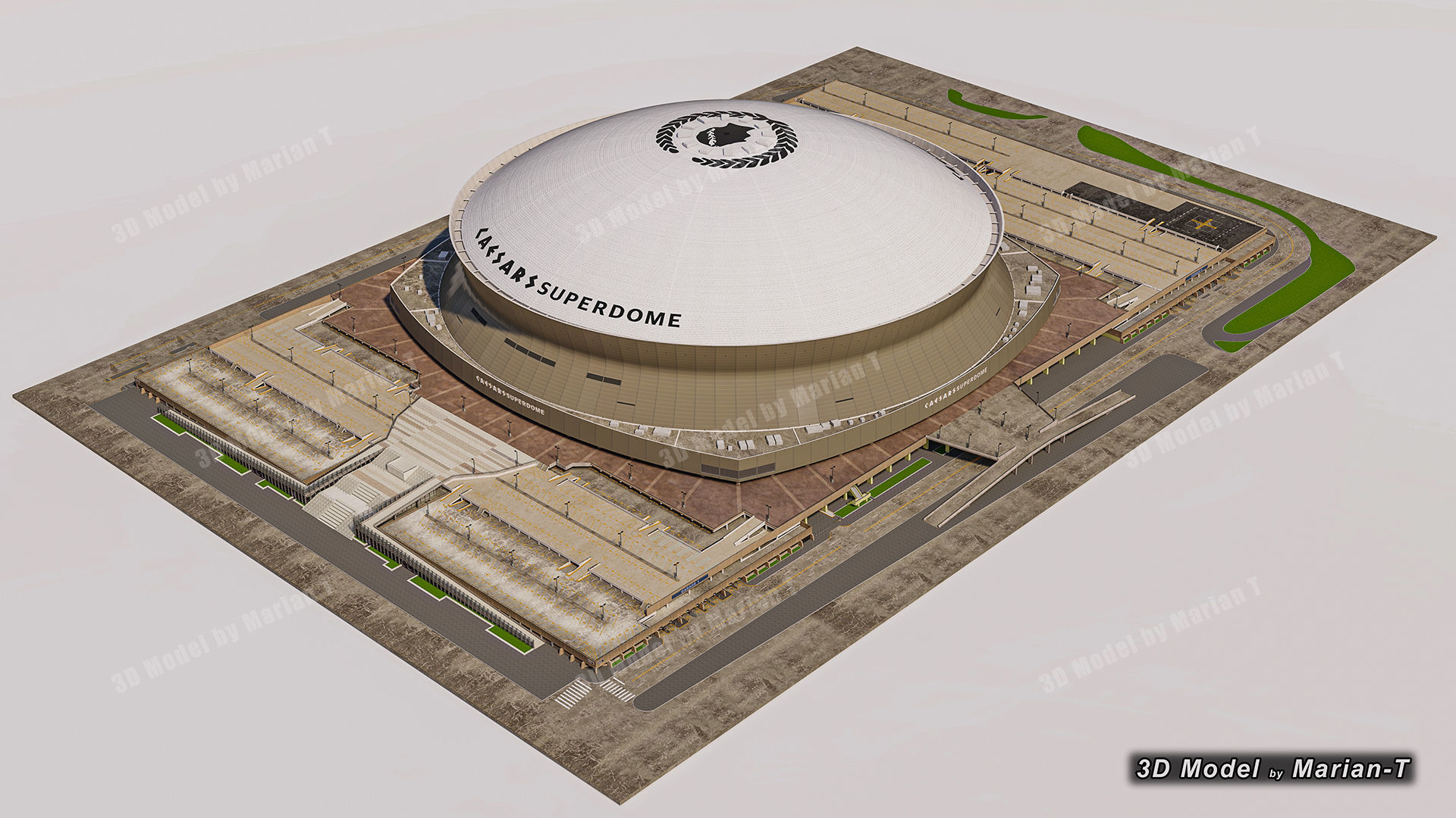 Caesars Superdome - New Orleans USA Low-poly 3D model_11