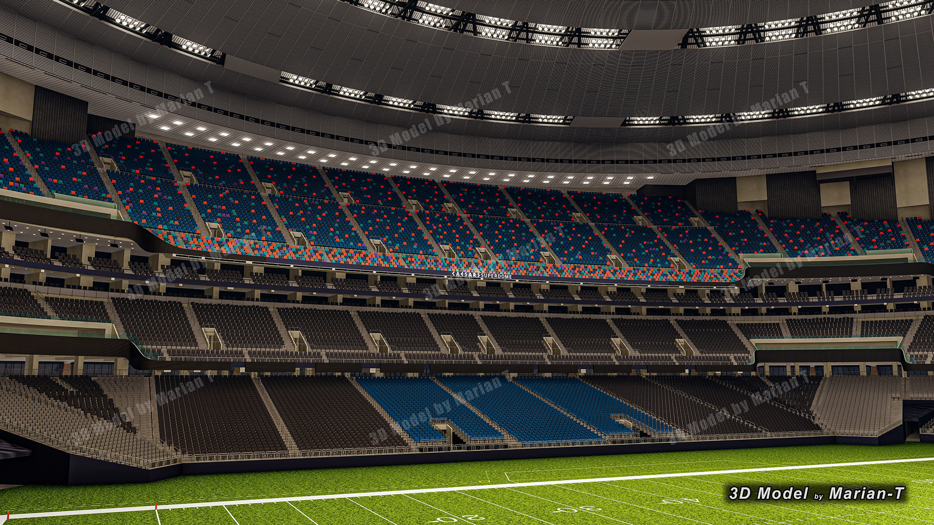 Caesars Superdome - New Orleans USA Low-poly 3D model_40