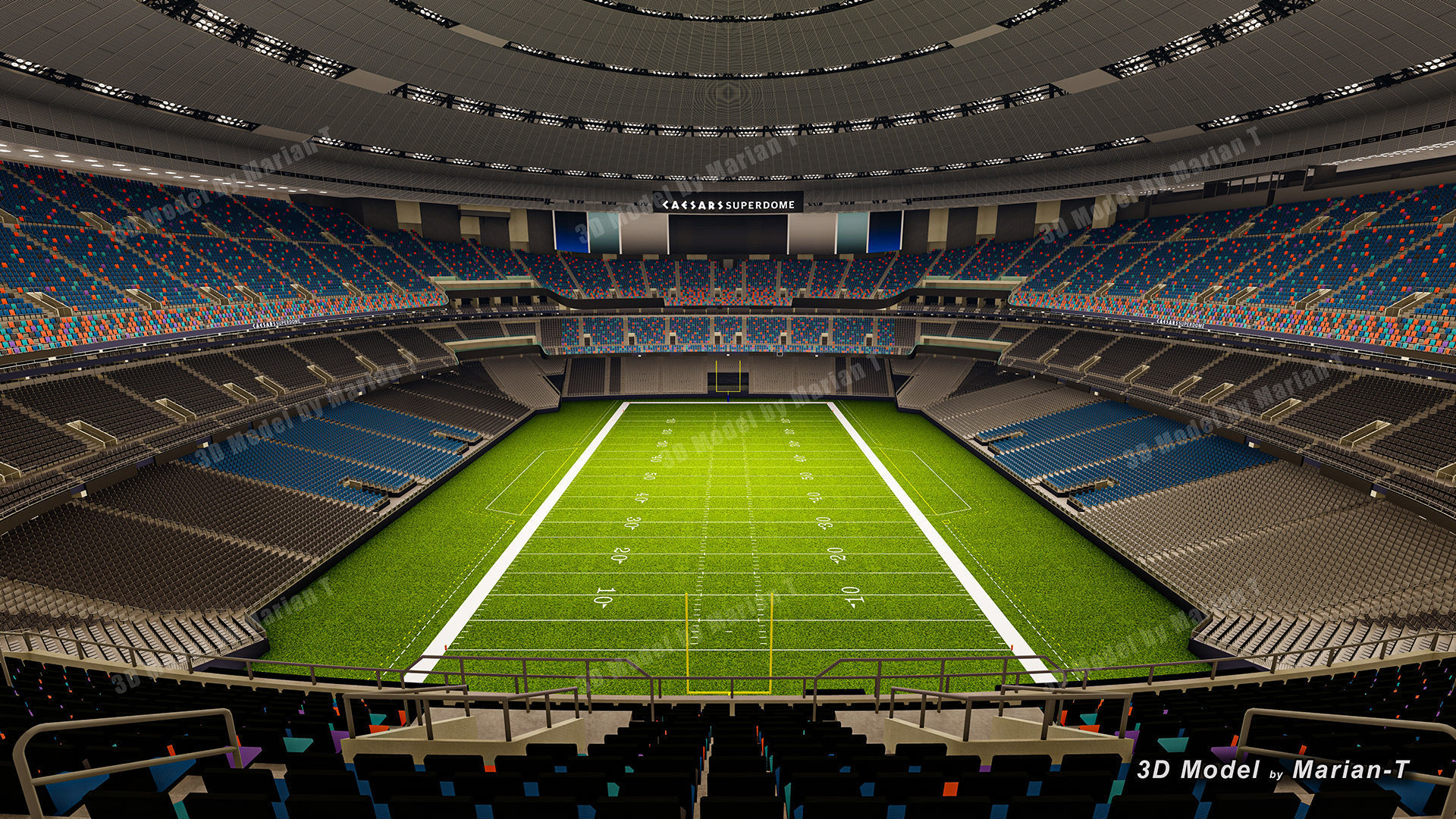 Caesars Superdome - New Orleans USA Low-poly 3D model_26