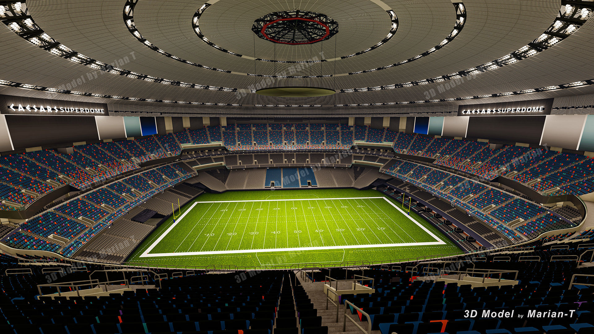 Caesars Superdome - New Orleans USA Low-poly 3D model_27
